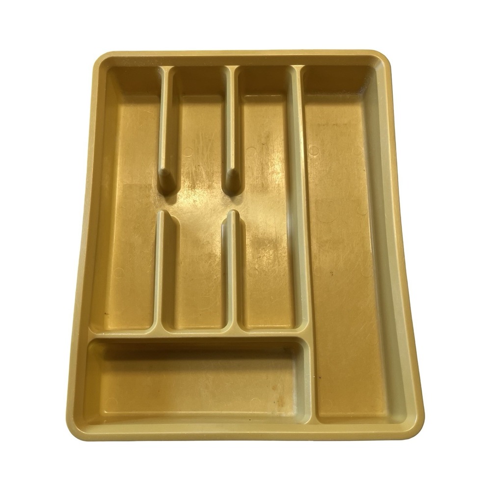 Vintage Rubber Queen Harvest Gold Silverware Drawer Organizer Tray PPI 6522-1